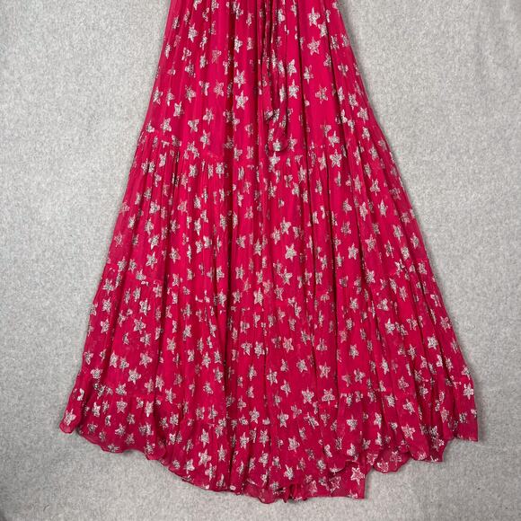 Rococo Sand Pink Silver Star Vega Cut Out Maxi Dress Size XS - Picture 8 of 10